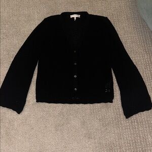 Frame Black V-Neck Button-Up Women's Sweater